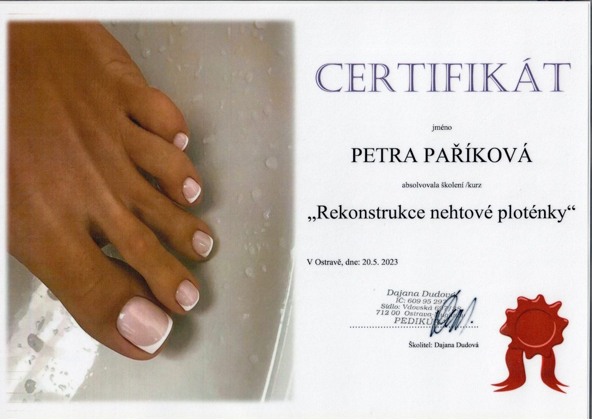 Certifikát Paříková 10